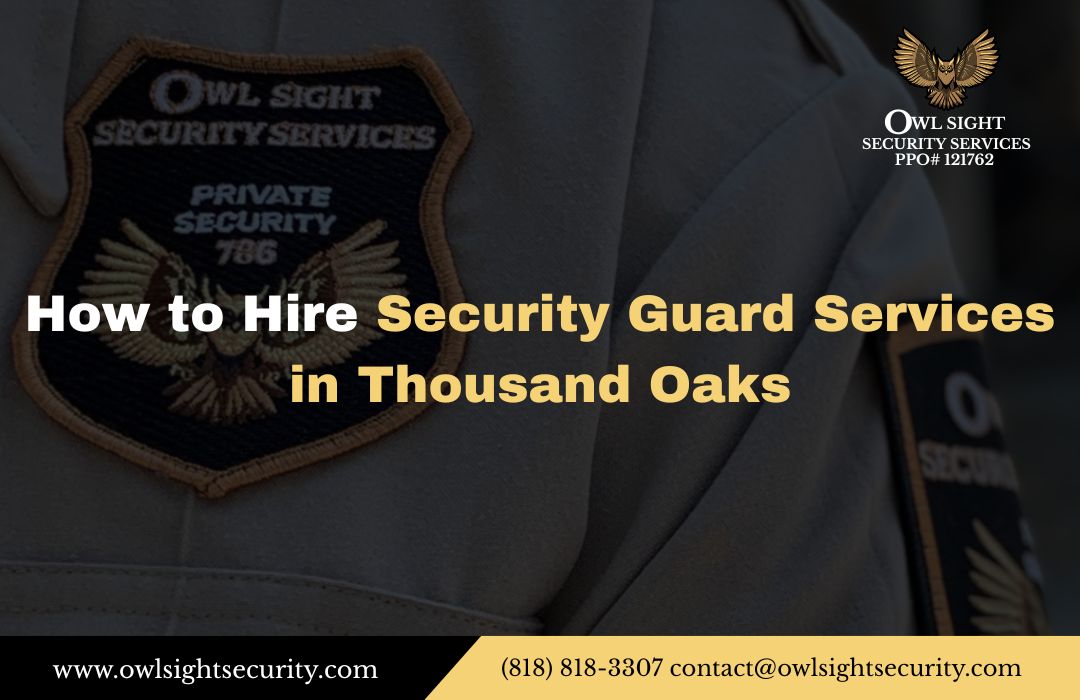 company logo and banner of how to hire security guard services in thousand oaks