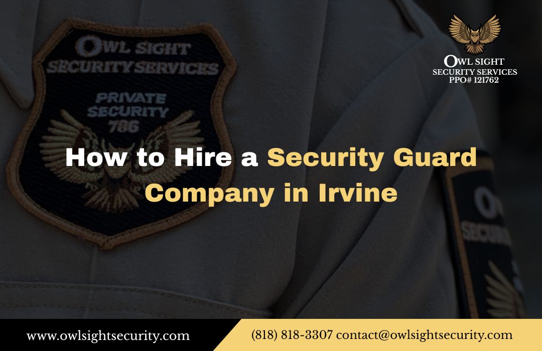 logo and banner of how to hire a security guard company in Irvine