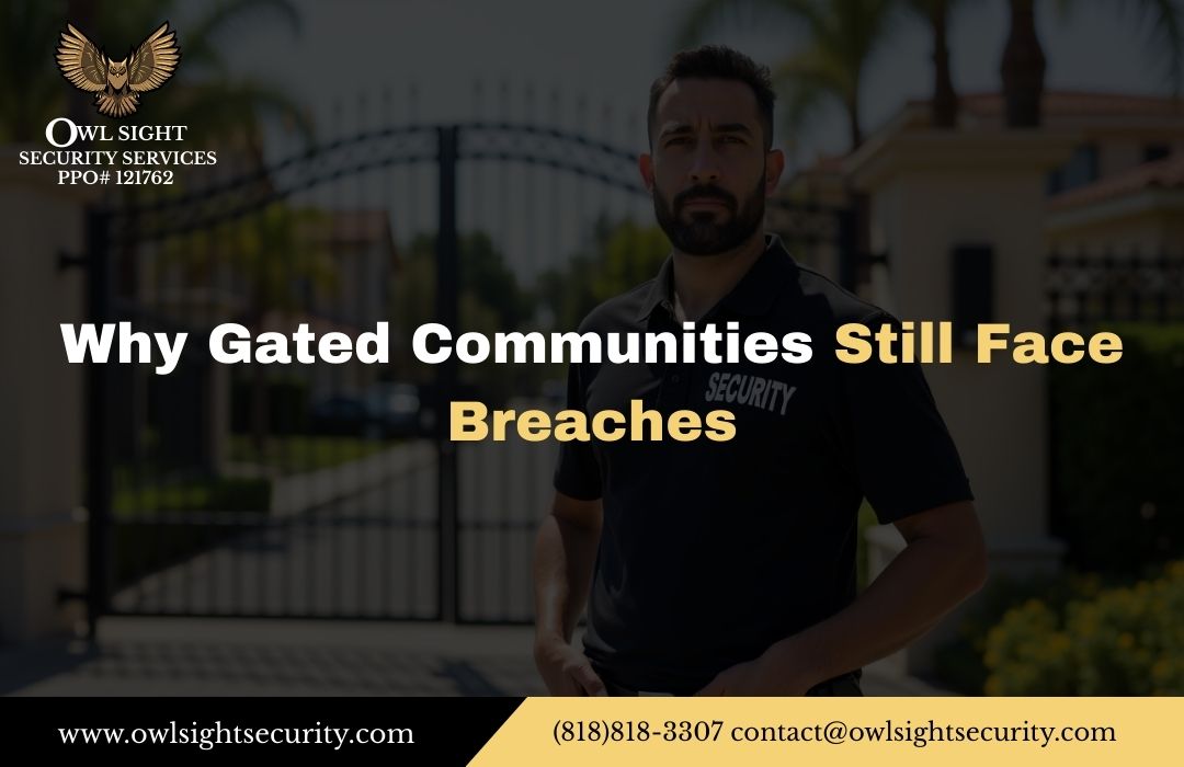gated community security guard standing by the gate for access control